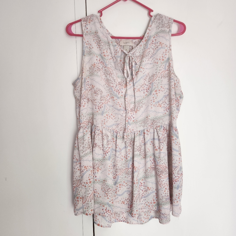 LOFT Outlet Floral Leaf Lightweight Blouse Womens Size Medium